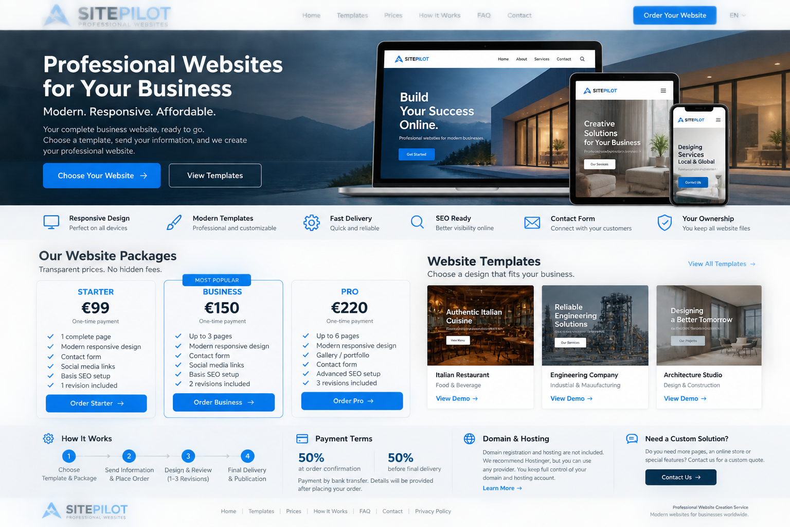 Illustrative SitePilot design concept